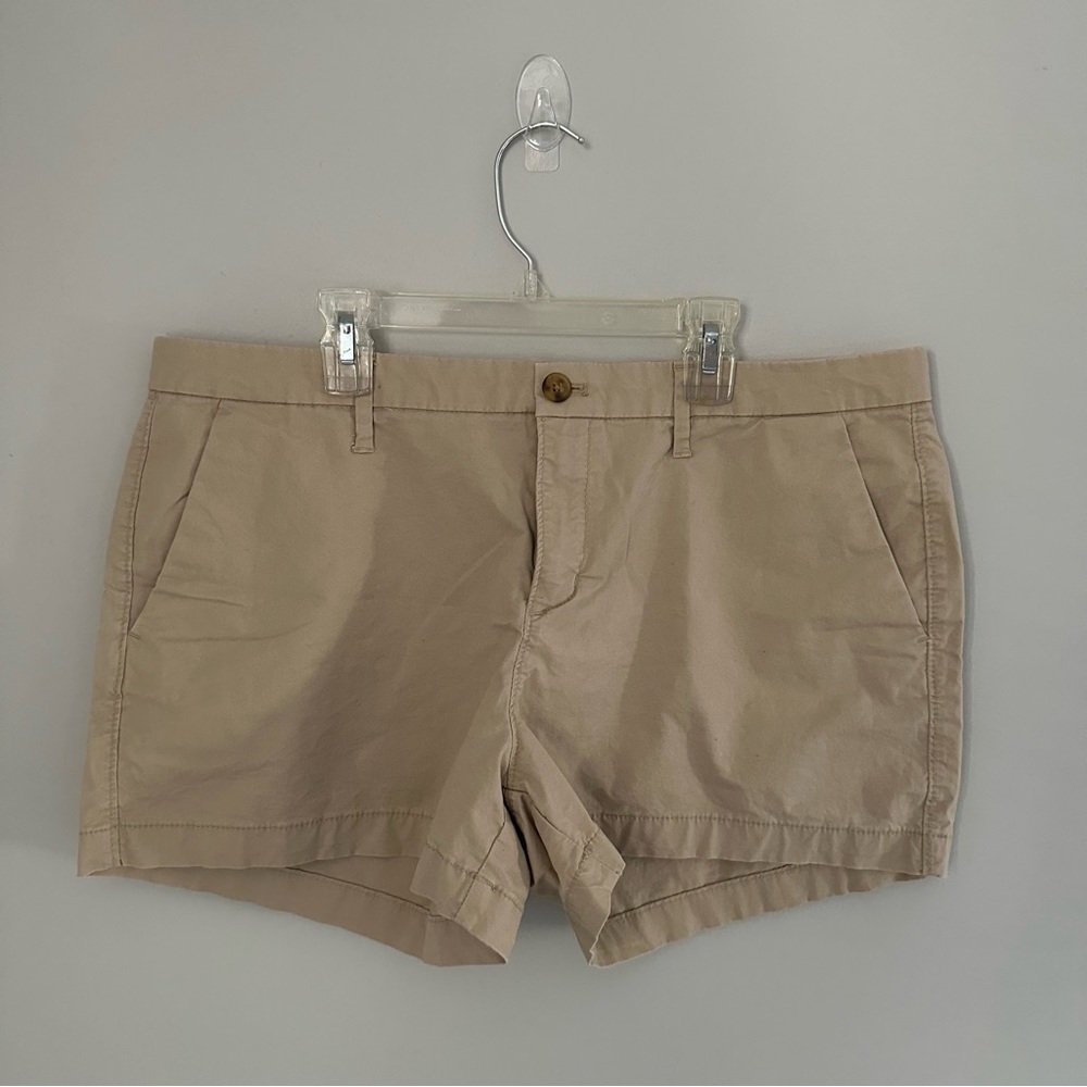 Old Navy Khaki Beige Shorts with tortoise shell button